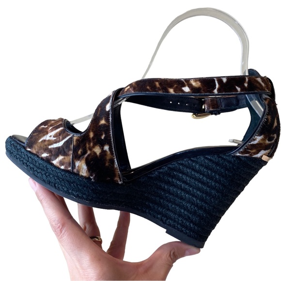 Burberry Espadrille Wedge Cow Fur Crisscrossed Sandals - Picture 15 of 16